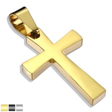 PENDENTIF HOMME FEMME CROIX LATINE EN ACIER AU CHOIX COULEUR OR NOIR ARGENT 7058