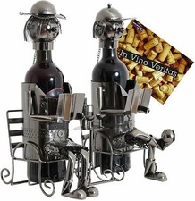 BRUBAKER Porte-bouteille de vin couple sur le banc sculpture en métal décoratif
