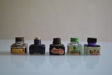 lot de 4 ancien flacon d'encre encrier vide