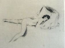 Abel FAIVRE (1867-1945) Rare pointe sèche originale Femme dormante 1 / 25 modèle