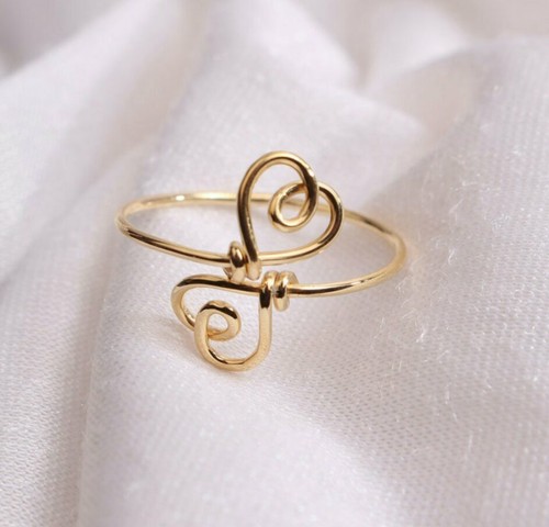 Bague unie coeur jaune - bague,