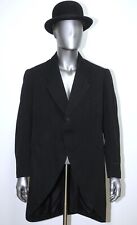 French 1920s Antique Black Wool Tailored Morning Coat Frock Coat Size M/L