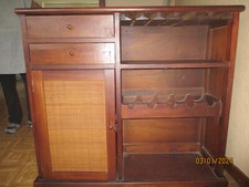 meuble de bar et 2 tabourets fer forgé style exotique