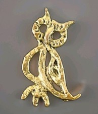 Magnifique broche ancienne annees 60 Vintage HIBOU Rare Broche En Métal Doré 