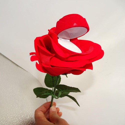 Boîte bagues rose rouge - à,