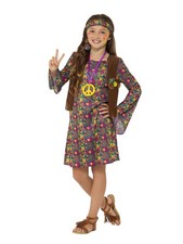 Smiffys Hippie Girl Costume, with Dress, Multi-Coloured (Size L)