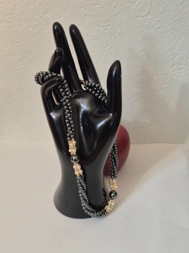 Collier vintage perles - vintage, noires