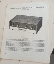 documentation technique Amplificateur Heathkit model EA-3