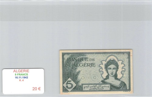 Billet algerie 5 francs - -,