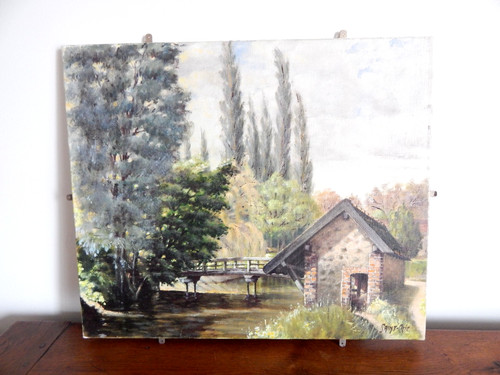 Ancien tableau huile - ancien, toile