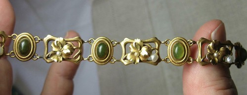 Bracelet jade art nouveau - jade,