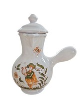 Ancienne Jolie Théière Moustier Joeur De Harpe Oiseaux Vintage