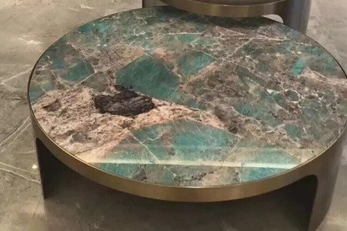 Amazonite round coffee - coffee, table