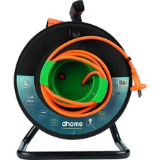 Enrouleur poignée multiprise électrique jardin 40M 2x1.5mm² avec disjoncteur DHO