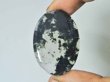 45Cts. Agate mousse verte naturelle forme ovale cabochon pierre précieuse lâc...