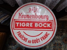 TOLE METALIQUE KRONENBOURG TIGRE BOCK 39,5 CMS NON PLAQUE EMAILLEE ANCIENNE