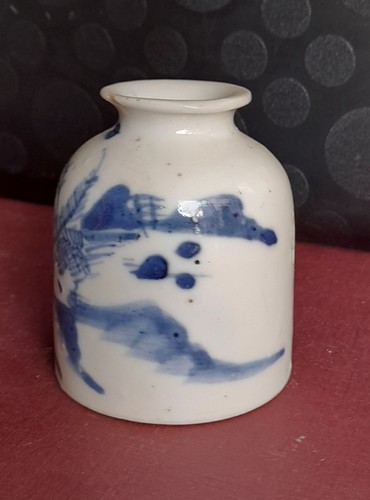 Pot pinceaux porcelaine bleu - a,