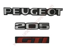LOGO PEUGEOT 205 GTI MONOGRAMME ROUGE ET GRIS KIT DE 3