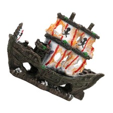  Décoration d'aquarium : épave de bateau, ornements pour aquarium, cachettes
