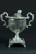 Ancien drageoir sucrier confiturier  Argent Massif & cristal 19e Massat Frères