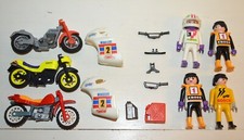 Lot anciens jouets PLAYMOBIL Moto cross course vintage Incomplet 80's