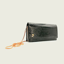 Pochette Pierre Cardin vintage Années 80 Simili cuir façon Crocodile Noir verni