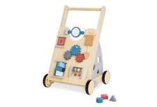 Chariot De Marche Avec Activités Titus Gris En Bois Trotteur Motricité Eveil