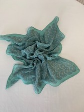 Petit foulard carré Mousseline de soie Gavroche Vintage Vert Cadeau Femme FO680