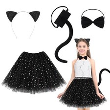 Deguisement pour Chat 4 PCS Costume Chat pour Enfant Deguisement Chat Femme D...