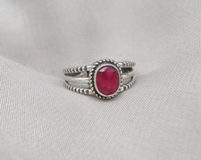 Naturel Rubis Gemme Bague 925 Argent Sterling Juillet Naissance Délicat Cadeau