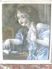 🇫🇷 PEINTURE PASTEL OISEAU MORT CADRE TABLEAU ŒUVRE ARTISTE PEINTRE GREUSE