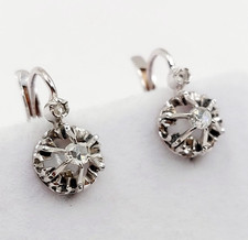 Dormeuses antique or blanc 18k diamants taille rose (circa 1900)