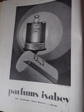 parfum ISABEY + Chauffage central à gaz PHI publicité papier ILLUSTRATION 1930 e