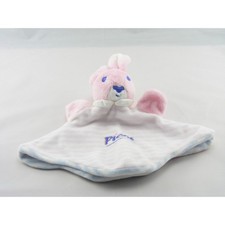Doudou plat Lapin rose rayé