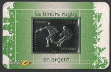 TIMBRE FRANCE Autoadhésif Année 2011  n°597 Rugby en Argent NEUF** faciale 5€