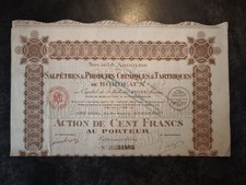 Action Au Porteur Salpêtrière & Produits Chimiques & Tartriques 1924