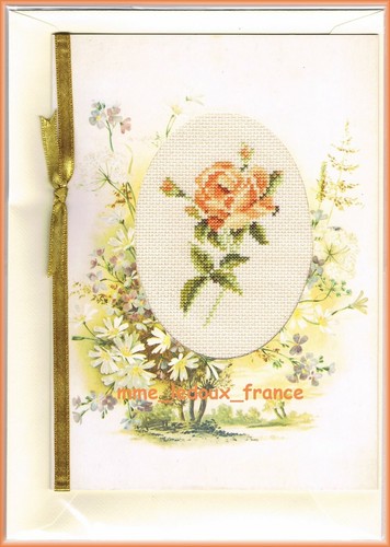 Carte brodée main - brodée, jaune