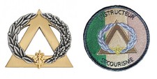 LOT INSIGNE ET ECUSSON BREVET INSTRUCTEUR SECOURISTE MILITAIRE OR SECOURISME
