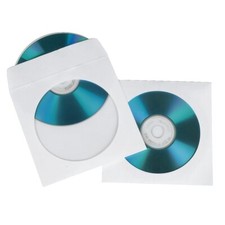 Pochettes de Protection en Papier pour CD/DVD/Blu-Ray Lot de 50 Blanc/Transpa...