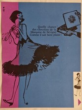  Publicité Presse Ancienne 1950 Marquise De Sévigné Chocolats Illustrateur Gruau