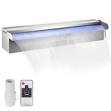 VEVOR Lame d'Eau pour Piscine Acier Inoxydable LED 45cm Télécommande Extérieur