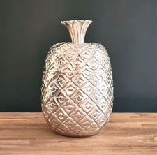 Grand seau à glace en métal argenté vintage - Ananas - Années 1960