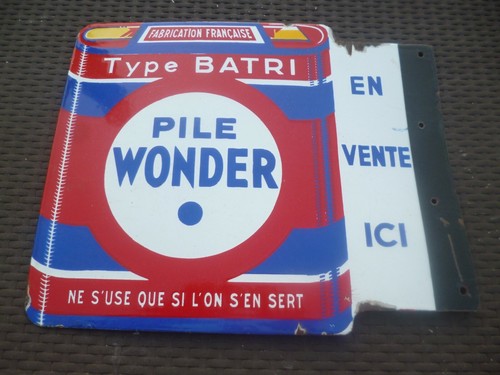 Plaque émaillée pile wonder - pile,