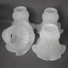 Lot de 4 Tulipes Anciennes en Verre Moulé pour Lustre/Applique Vintage