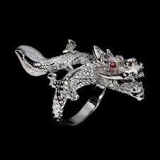 925 Bague en Argent Rond Rubis