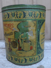 ancienne boite métal pub gâteaux TURRONES joli décor litho