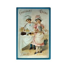 Plaque métal publicitaire 20x30cm bombée en relief  : Chocolat LINDT