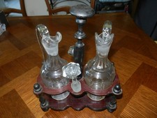 Serviteur Huilier Vinaigrier en bois et verre Napoléon III