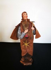 Ancien Santon De Provence Signé DEVOUASSOUX Homme Berger Étoile Cou Pioche 25cm