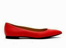 NWB! LONGCHAMP Le Pliage Heritage Coral Leather Flat Shoes Size 37.5
